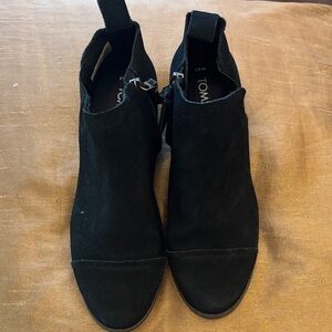 TOMS Black Suede Ankle Booties